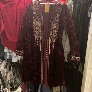 Embroidered open front kimono NWT